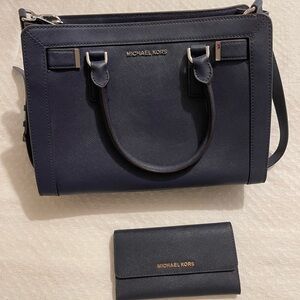 Navy Michael Kors Bag with Matching Wallet